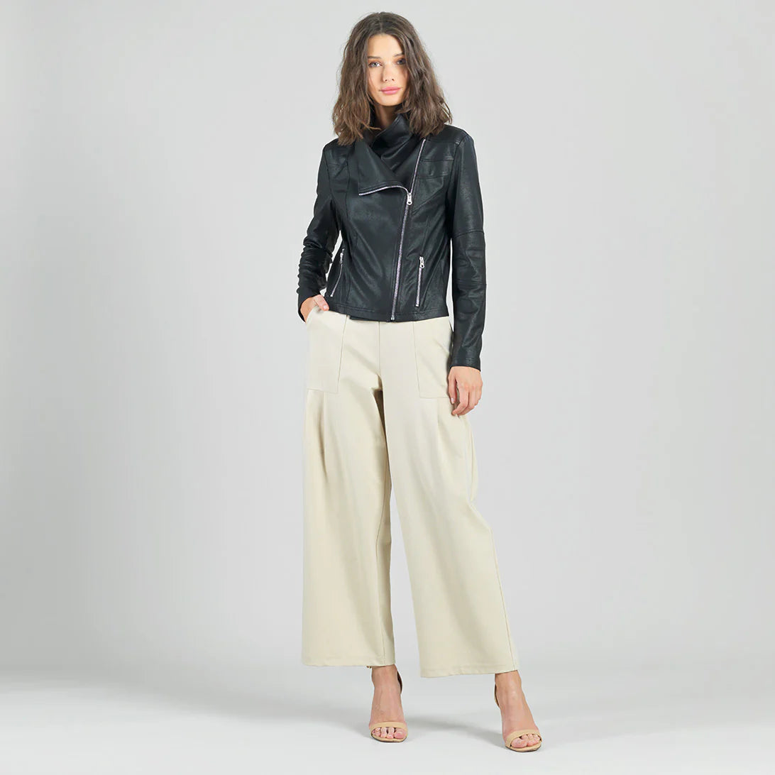 Stella Liquid Leather Drape Neck Jacket