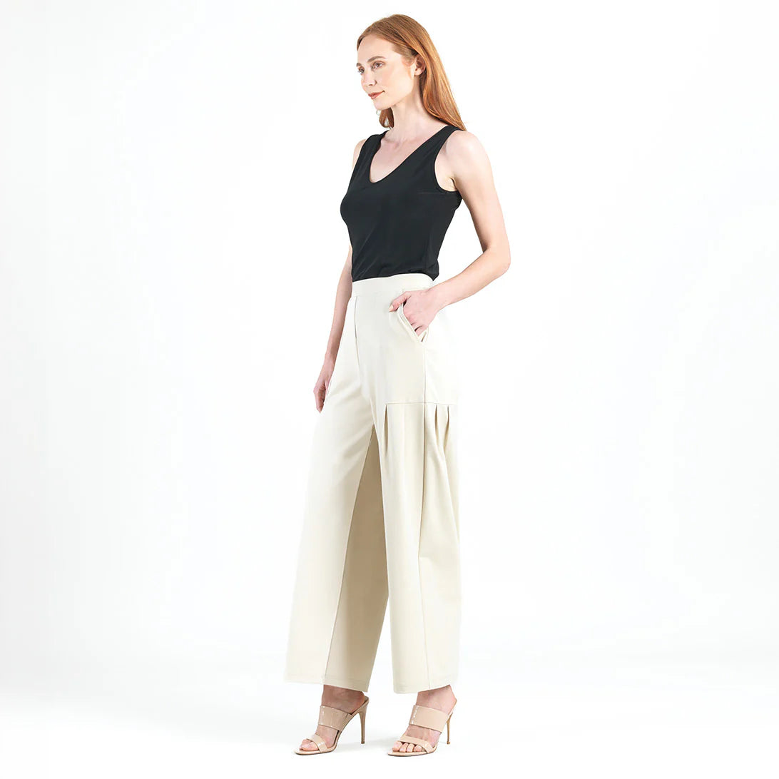 Pleated Wide Leg Pocket Pant