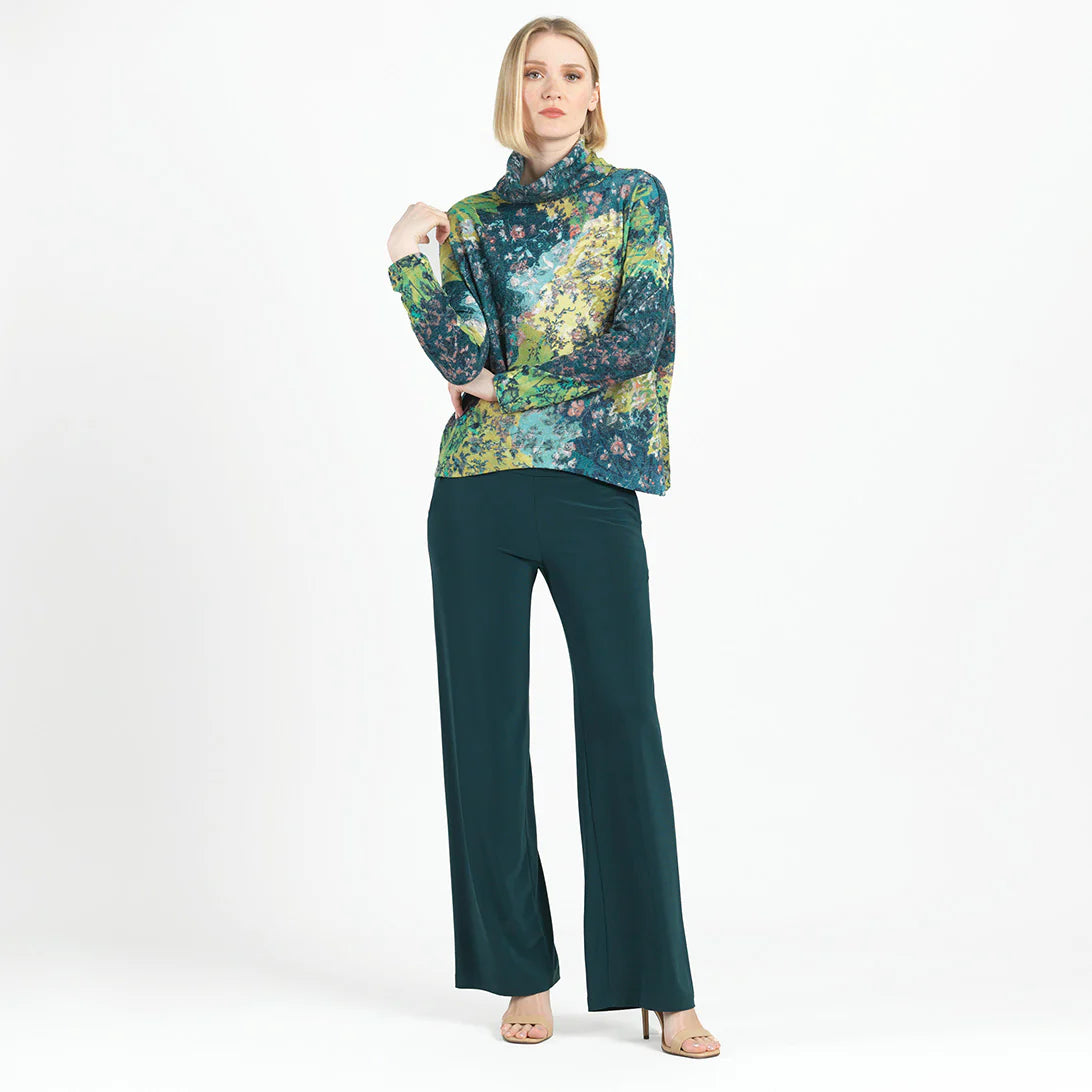 Cozy Texture - Tipped Hem Sweater Top - Floral Patch